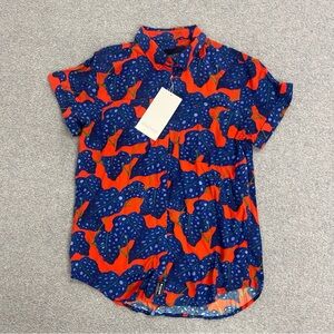 Wildfang adult Blue and Orange Button Down Shirt